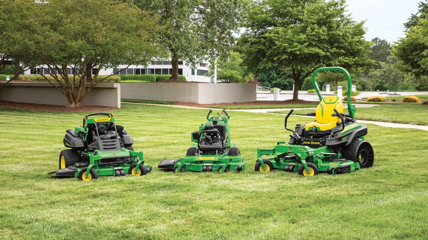group shot of commercial mowers